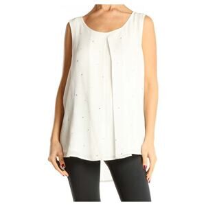 Juicy Couture White Semi Sheer Embellished Tank Top Women's Large New